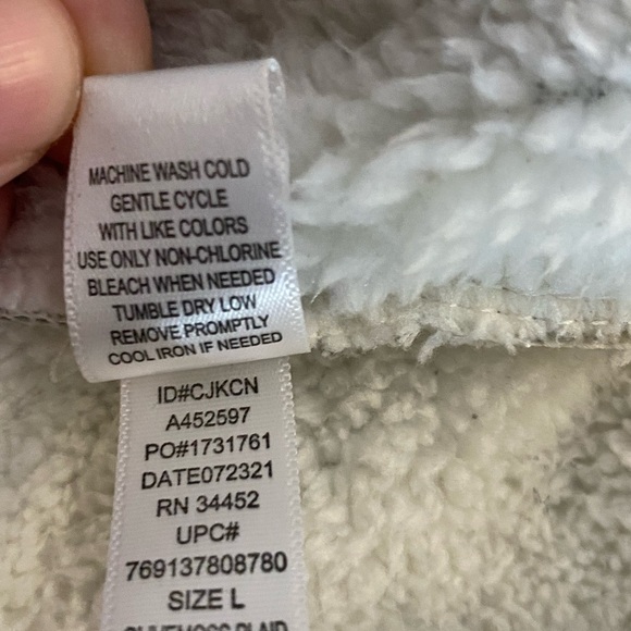 Cuddl Duds Fleecewear Bonded Sherpa Button-Front Shacket Green Olivemoss Plaid L - Picture 5 of 7